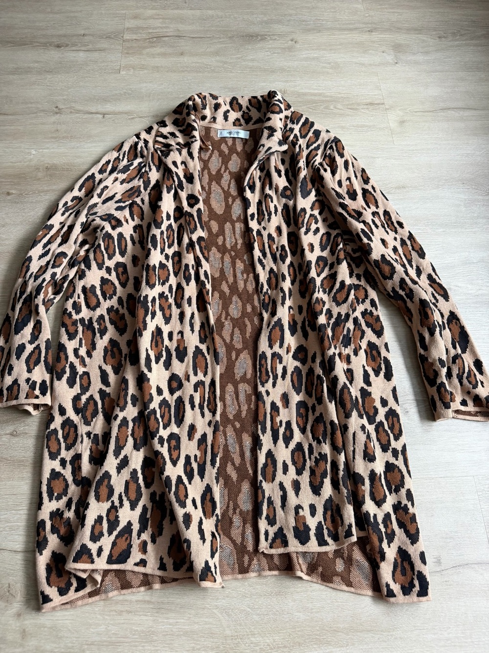 Leopard long cardigan sweater Jones Studio Cotton Viscose Blend SZ 1X